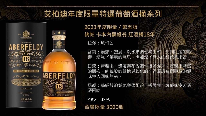 Aberfeldy 18Y 艾柏迪 美國加州納帕谷紅酒桶 